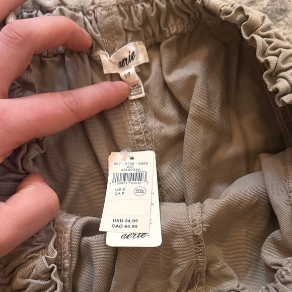 NWT aerie High Waist Drawstring Shorts in Light Taupe - Picture 2 of 4